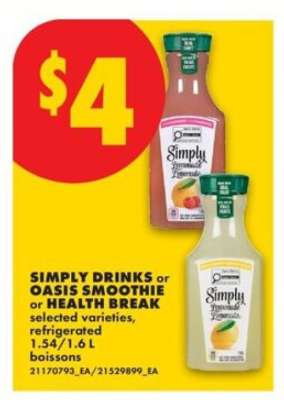 SIMPLY DRINKS or OASIS SMOOTHIE or HEALTH BREAK