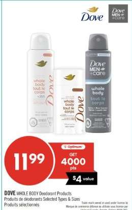 DOVE WHOLE BODY Deodorant Products