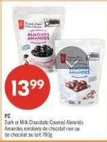 PC Dark or Milk Chocolate Covered Almonds