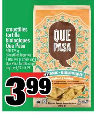CROUSTILLES TORTILLA BIOLOGIQUES QUE PASA