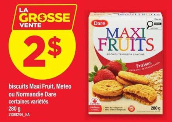 biscuits Maxi Fruit, Meteo ou Normandie Dare