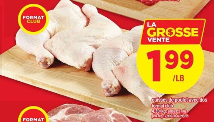 CUISSES DE POULET AVEC DOS, FORMAT CLUB