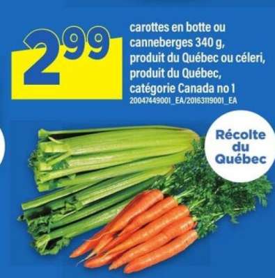carottes en botte ou canneberges 340 g