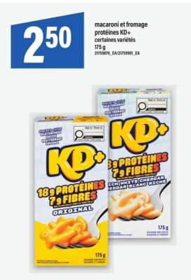 macaroni et fromage protéines KD+
