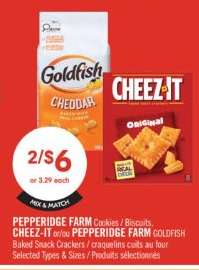 PEPPERIDGE FARM Cookies / Biscuits, CHEEZ-IT or/or PEPPERIDGE FARM GOLDFISH Baked Snack Crackers
