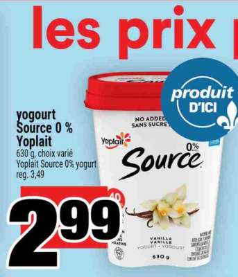 yogourt Source 0 % Yoplait