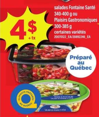salades Fontaine Santé ou Plaisirs Gastronomiques
