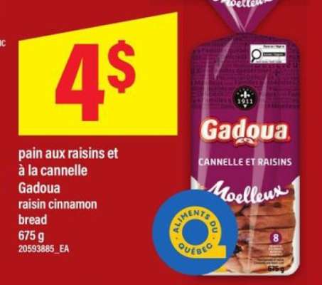 Gadoue pain aux raisins et à la cannelle