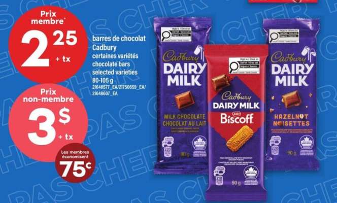 barres de chocolat Cadbury