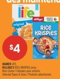 QUAKER LIFE, KELLOGG'S RICE KRISPIES
