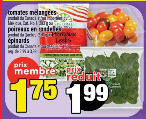 tomates mélangées, poireaux en rondelles, épinards
