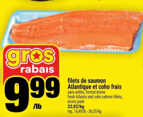 filets de saumon Atlantique et coho frais