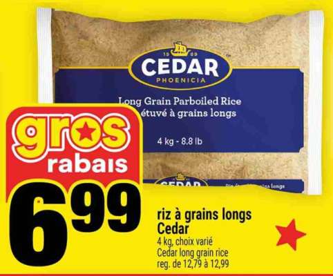 riz à grains longs Cedar