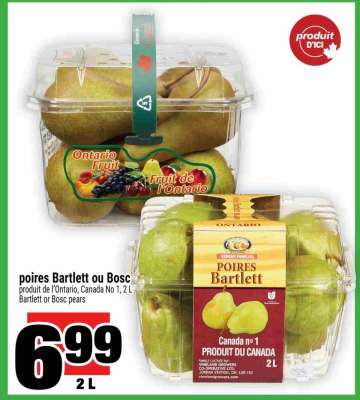 poires Bartlett ou Bosc