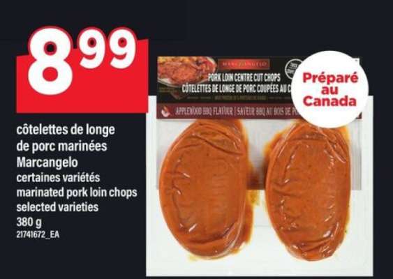 Côtelettes de longe de porc marinées Marcangelo