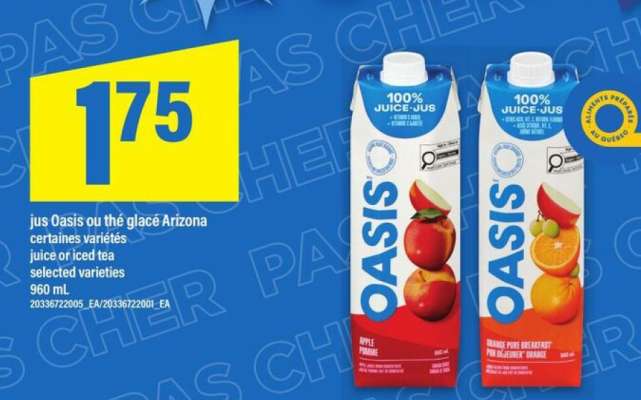 JUS OASIS OU THÉ GLACÉ ARIZONA