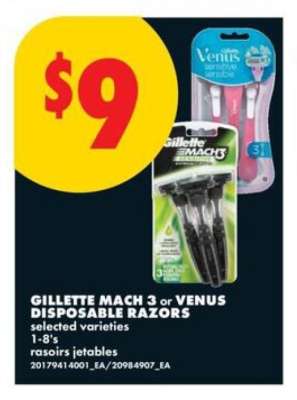 GILLETTE MACH 3 or VENUS DISPOSABLE RAZORS