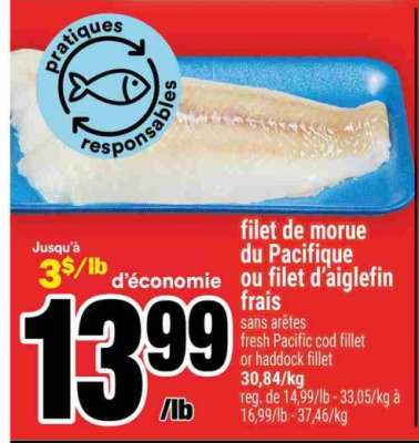 filet de morue du Pacifique ou filet d’aiglefin frais