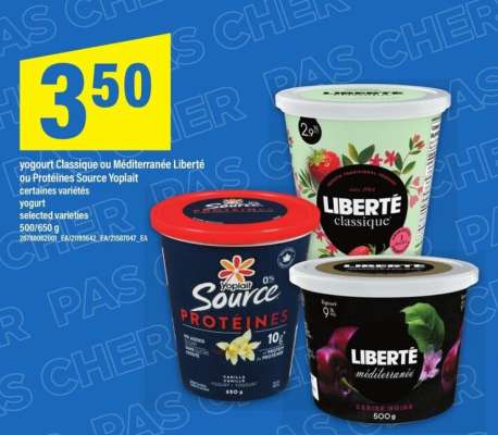 Yoplait Source Protéines, Liberté Classique ou Méditerranée