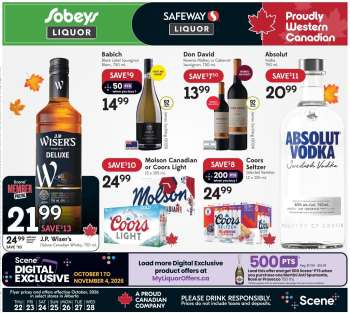 Circulaire Sobeys Liquor - 22 Octobre 2026 - 28 Octobre 2026.